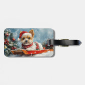 Biewer Terrier Dog in Sledge Let it Snow Christmas Gepäckanhänger (Rückseite horizontal)