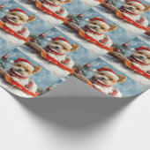 Biewer Terrier Dog in Sledge Let it Snow Christmas Geschenkpapier (Ecke)
