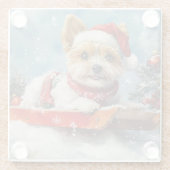 Biewer Terrier Dog in Sledge Let it Snow Christmas Glasuntersetzer (Rückseite)