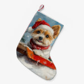 Biewer Terrier Dog in Sledge Let it Snow Christmas Kleiner Weihnachtsstrumpf (Vorderansicht (hängend))