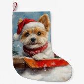 Biewer Terrier Dog in Sledge Let it Snow Christmas Kleiner Weihnachtsstrumpf (Vorderseite)