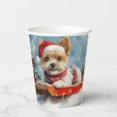 Biewer Terrier Dog in Sledge Let it Snow Christmas Pappbecher (Rückseite)