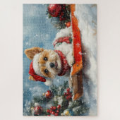 Biewer Terrier Dog in Sledge Let it Snow Christmas Puzzle (Vertikal)
