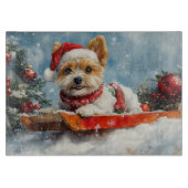 Biewer Terrier Dog in Sledge Let it Snow Christmas Schneidebrett (Vorderseite)