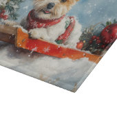 Biewer Terrier Dog in Sledge Let it Snow Christmas Schneidebrett (Ecke)