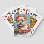 Biewer Terrier Dog in Sledge Let it Snow Christmas Spielkarten (Rückseite)