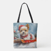 Biewer Terrier Dog in Sledge Let it Snow Christmas Tasche (Rückseite)