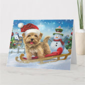 Biewer Terrier Dog in Sleigh Snow Snow Weihnachten Karte (Vorderseite)