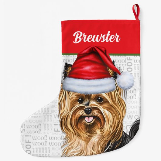 Biewer Terrier Dog mit Hundenname Großer Weihnachtsstrumpf (Rückseite)