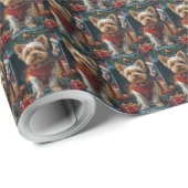 Biewer Terrier Dog mit Weihnachtsgeschenken Feuerp Geschenkpapier (Rolleneckpunkt)