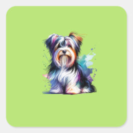 Biewer Terrier Dog Quadratischer Aufkleber
