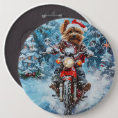 Biewer Terrier Dog Riding Motorrad Weihnachten Button (Vorne & Hinten)