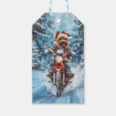 Biewer Terrier Dog Riding Motorrad Weihnachten Geschenkanhänger (Vorderseite)