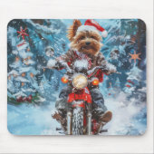Biewer Terrier Dog Riding Motorrad Weihnachten Mousepad (Vorne)