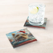 Biewer Terrier Dog Roller Untersetzer Weihnachten (Schrägansicht)