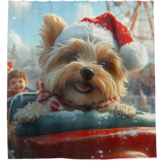 Biewer Terrier Dog Roller Untersetzer Weihnachten Duschvorhang (Vorderseite)