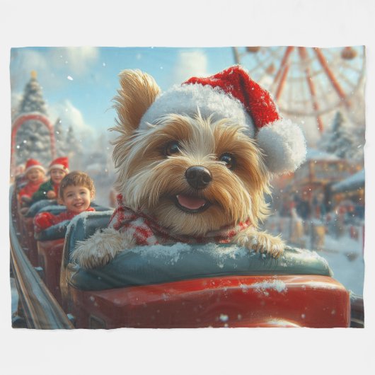 Biewer Terrier Dog Roller Untersetzer Weihnachten Fleecedecke (Vorderseite (Horizontal))
