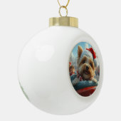 Biewer Terrier Dog Roller Untersetzer Weihnachten Keramik Kugel-Ornament (Links)