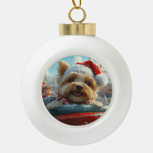 Biewer Terrier Dog Roller Untersetzer Weihnachten Keramik Kugel-Ornament