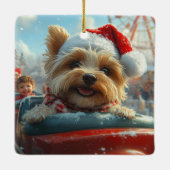 Biewer Terrier Dog Roller Untersetzer Weihnachten Keramikornament (Rückseite)
