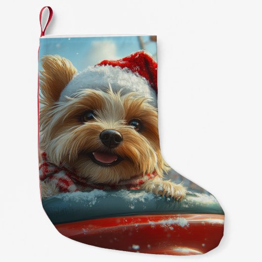 Biewer Terrier Dog Roller Untersetzer Weihnachten Kleiner Weihnachtsstrumpf (Vorderseite)
