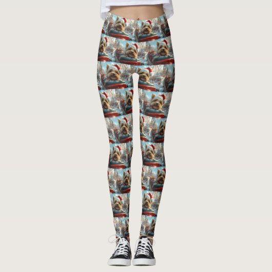Biewer Terrier Dog Roller Untersetzer Weihnachten Leggings (Vorderseite)