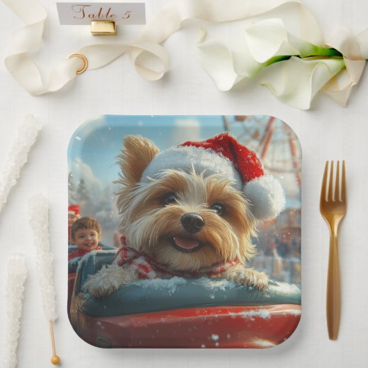 Biewer Terrier Dog Roller Untersetzer Weihnachten Pappteller (Hochzeit)