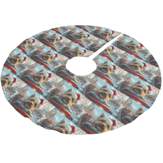 Biewer Terrier Dog Roller Untersetzer Weihnachten Polyester Weihnachtsbaumdecke (Schrägansicht)