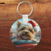 Biewer Terrier Dog Roller Untersetzer Weihnachten Schlüsselanhänger (Rückseite)