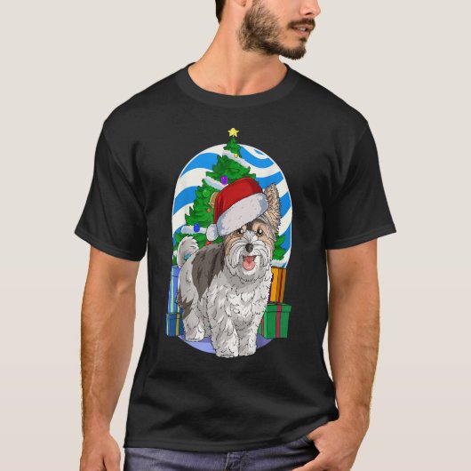 Biewer Terrier Dog Santa Christmas Tree Dekoration T-Shirt (Vorderseite)