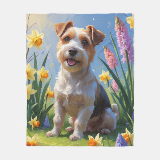 Biewer Terrier Dog Spring Blumen Malerei Fleecedecke (Vorderseite)