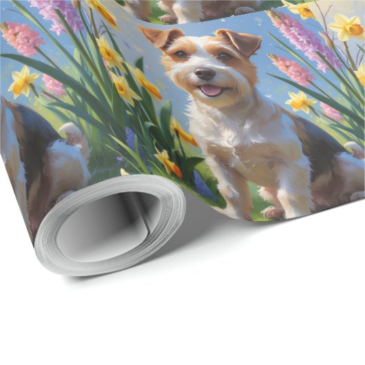 Biewer Terrier Dog Spring Blumen Malerei Geschenkpapier (Rolleneckpunkt)