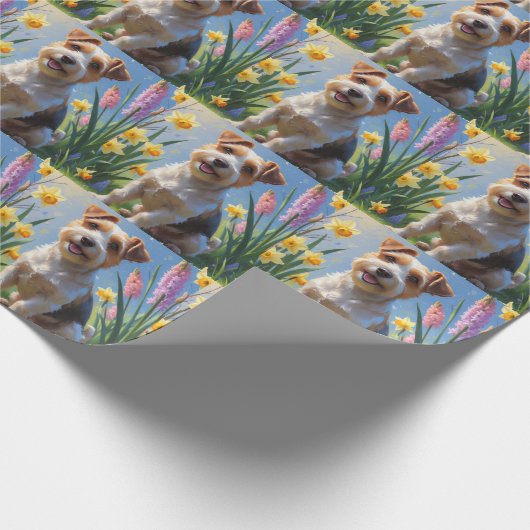Biewer Terrier Dog Spring Blumen Malerei Geschenkpapier (Ecke)