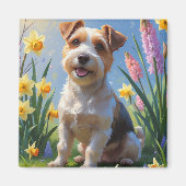 Biewer Terrier Dog Spring Blumen Malerei Magnet (Vorne)
