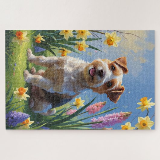 Biewer Terrier Dog Spring Blumen Malerei Puzzle (Horizontal)