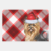 Biewer Terrier Dog und Red Kariert Holiday Geschenkpapier Set (Vorderseite 3)