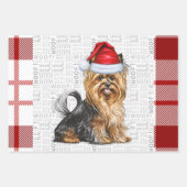 Biewer Terrier Dog und Red Kariert Holiday Geschenkpapier Set (Vorderseite)
