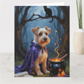 Biewer Terrier Dog Whimsical Halloween Malerei Karte (Vorderseite)