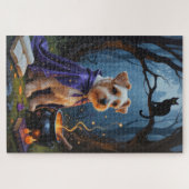 Biewer Terrier Dog Whimsical Halloween Malerei Puzzle (Horizontal)