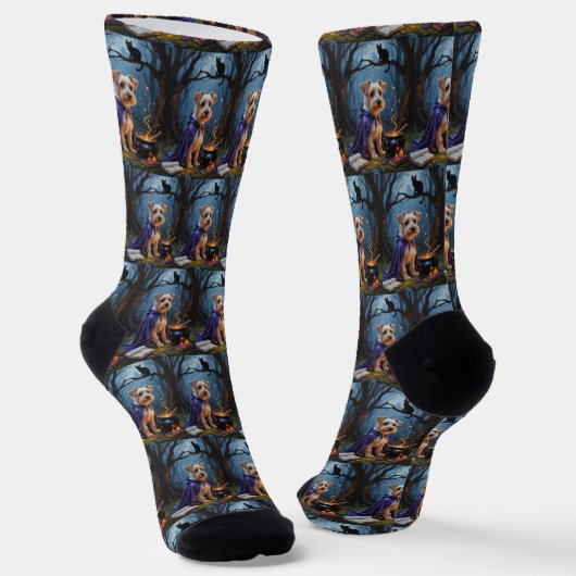 Biewer Terrier Dog Whimsical Halloween Malerei Socken (Gewinkelt)
