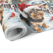 Biewer Terrier Dog Winter Wonderland Christmas Joy Geschenkpapier (Rolleneckpunkt)