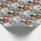 Biewer Terrier Dog Winter Wonderland Christmas Joy Geschenkpapier (Ecke)