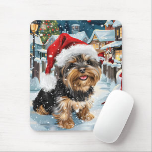 Biewer Terrier Dog Winter Wonderland Christmas Joy Mousepad