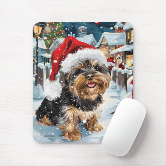 Biewer Terrier Dog Winter Wonderland Christmas Joy Mousepad (Mit Mouse)