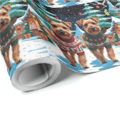 Biewer Terrier Dogs Christmas Snow Holiday Geschenkpapier (Rolleneckpunkt)