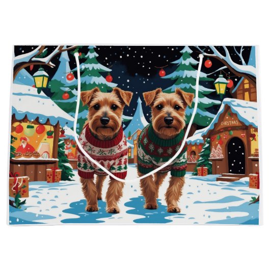 Biewer Terrier Dogs Christmas Snow Holiday Große Geschenktüte (Vorderseite)