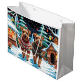 Biewer Terrier Dogs Christmas Snow Holiday Große Geschenktüte (Vorderseite Schrägansicht)