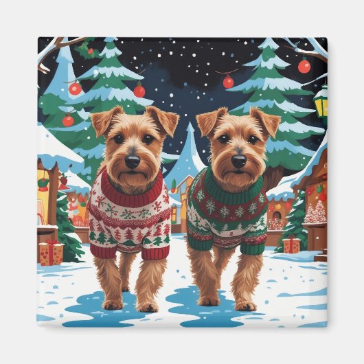 Biewer Terrier Dogs Christmas Snow Holiday Magnet (Vorne)