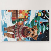 Biewer Terrier Dogs Christmas Snow Holiday Puzzle (Horizontal)