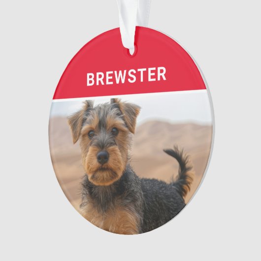 Biewer Terrier Dog's Name and Foto Christmas Ornament (Vorderseite)